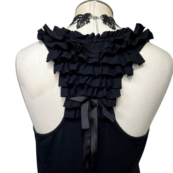 Vtg Y2k Self Esteem Ruffle Bow Gothic Emo Grunge Tank Top - Picture 7 of 12